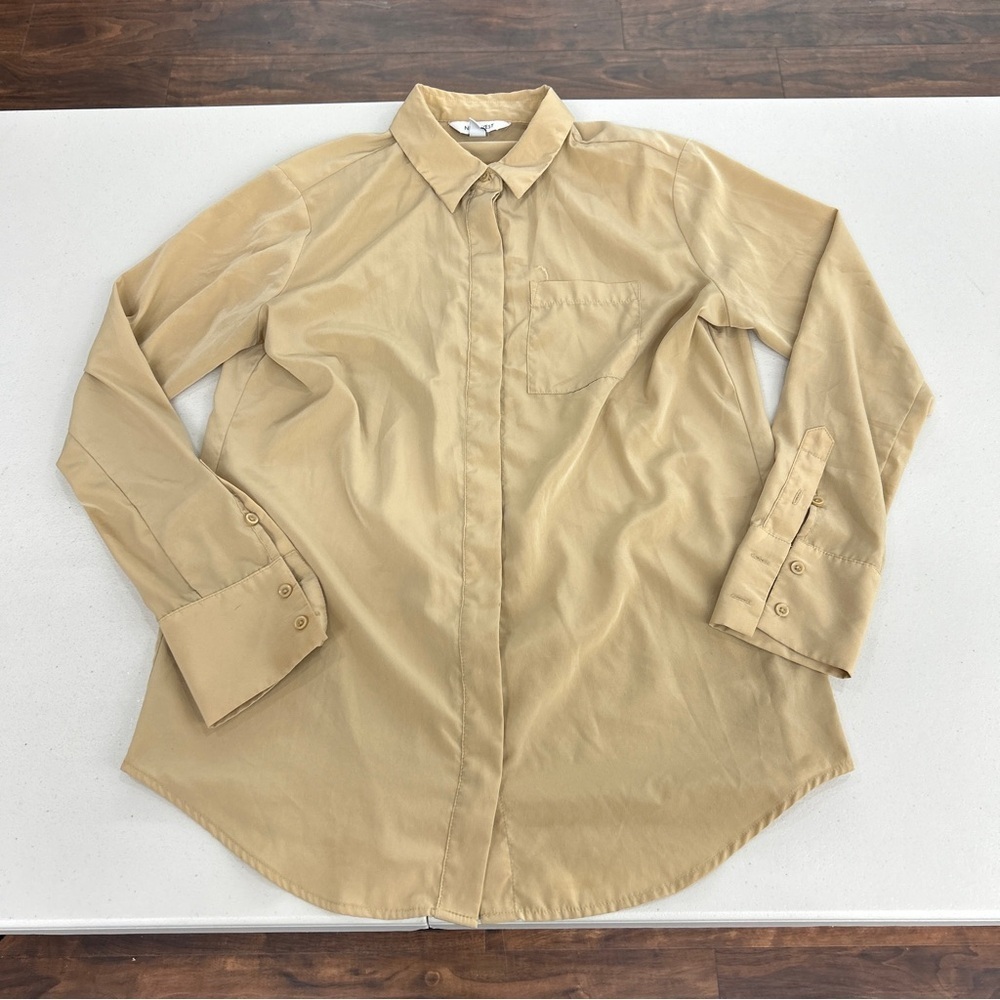 Nine West Beige Button-Down Shirt